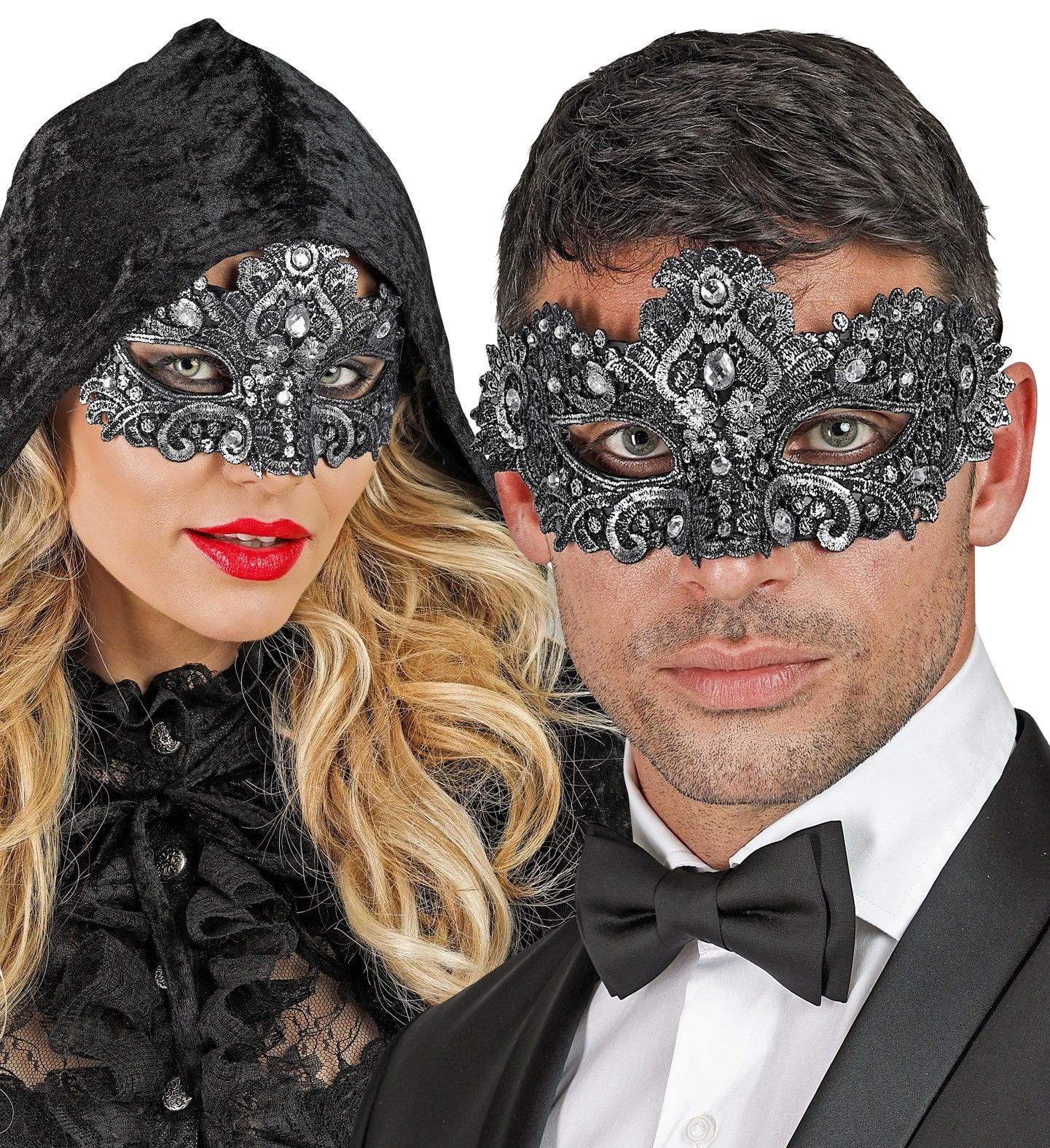 Antifaz Plateado Decorado con Pedrería Antifaces Widmann